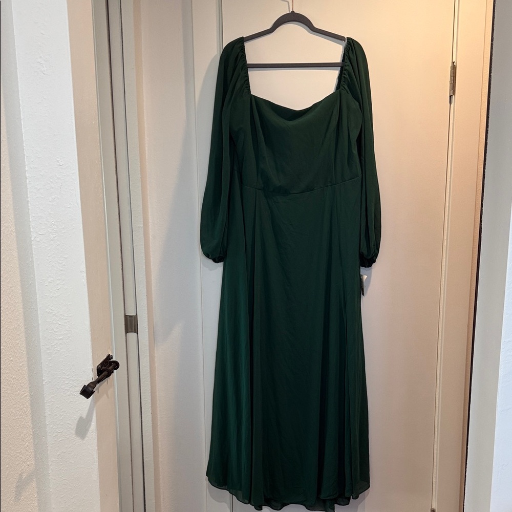 Chic Forest Green Long Sleeve Dress